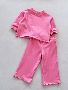 Set Autunno Inverno Genitore-Figlio, Pantaloni a Gamba Larga Tinta Unita per Ragazze, Fondo Ondulato, <span class=keywords><strong>Felpa</strong></span> a Maniche Lunghe in Cotone - Product Image 6