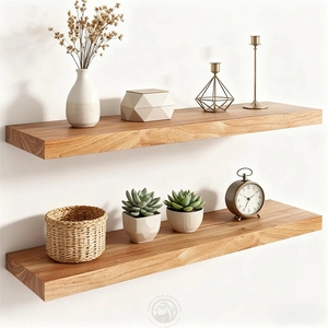 Étagère murale flottante en <span class=keywords><strong>bois</strong></span> d'orme rustique, étagère murale en <span class=keywords><strong>bois</strong></span> massif avec supports cachés pour le rangement et la décoration de la maison - Product Image 2
