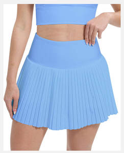 女式高腰球口袋健身跑步短裤女式百褶裙内置短裤网球裙 - Product Image 3