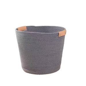 <span class=keywords><strong>Panier</strong></span> de rangement décoratif en corde torsadée à base carrée et à forme conique, <span class=keywords><strong>petit</strong></span> <span class=keywords><strong>panier</strong></span> blanc pour jouets, paniers pour chats avec poignée en PU - Product Image 4
