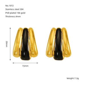 Nouvelles boucles d'oreilles en acier inoxydable goutte d'huile Boucles d'oreilles élégantes en acier au titane plaqué or 18 carats pour femmes - Product Image 5