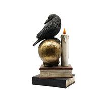 Figurine en résine hibou doré gothique Halloween style livre de sorts animalier, style sculpture sur bois, décoration intérieure sculptée, OEM ODM Vente en gros