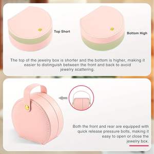 Estuche de Viaje Pequeño para Joyas al por Mayor con Asa de Cuero PU para Niñas, Anillos, Pendientes, Collares, Estuche de Almacenamiento de Joyería - Product Image 4