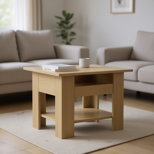 Sonoma Oak Coffee <b>Table</b> Medium Size Modern Design Living Room Furniture Wooden Top Extendable Feature - Product Image 2