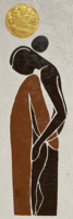 Peinture à l'huile sur toile moderne, faite à la main, écologique, 3D, minimaliste, réaliste, texturée, motif couple, soleil doré, neutre, Wabi