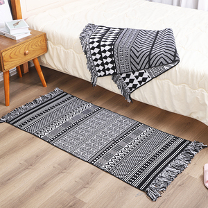 Covor-<span class=keywords><strong>alfombra</strong></span> de lino y algodón con borlas para el suelo, tapete largo y geométrico, para dormitorio, estilo bohemio - Product Image 1