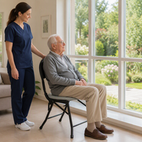 Chaise pliante compacte, design compact, 6 pièces par carton, cadre noir, soins aux personnes âgées, handicapées, patients