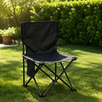Tabouret de camping pliable portable de taille moyenne, structure en acier robuste, tabouret de pique-nique de jardin rembourré, mobilier d'extérieur pour la pêche et le barbecue