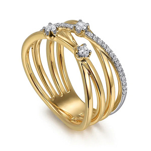 Anello Crossover Bicolore per Donne, Elegante Gioiello da Dito alla Moda - Product Image 4