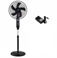 Appareil de refroidissement à air de 16 pouces Ventilateur solaire électrique Adaptateur CA/CC Ventilateur sur pied rechargeable Ventilateur de table CC avec lumière LED à l'intérieur de la batterie