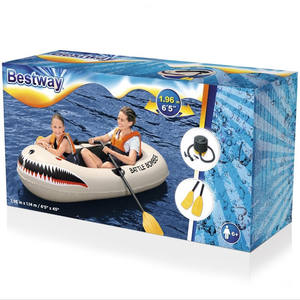1 Adult and 1 Child 61108 Inflatable Rubber Canoe Kayak Battle Bomber <strong>Raft</strong> with Oars <strong>Paddle</strong> - Product Image 5