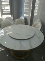 Ensemble de table et chaises de salle à manger en pierre moderne de luxe avec table ronde et plateau tournant circulaire pour les salles à manger à domicile et dans les hôtels