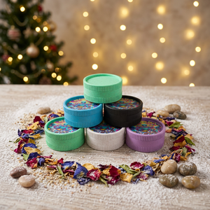 BEYOU LABS Broyeur à herbes sèches rond en plastique avec design alien coloré bleu vert violet blanc noir style moderne - Product Image 2
