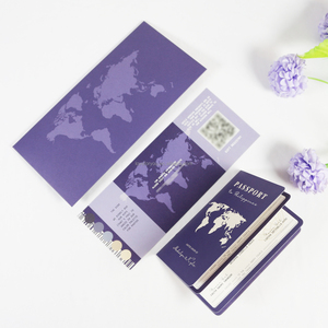 Pasaporte púrpura Boda Guardar la fecha con código QR Tarjeta de embarque Destino Tarjeta de invitación de boda - Product Image 3