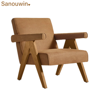 Fauteuil de salon populaire à une place, confortable, en tissu avec cadre en bois massif pour la décoration de la maison
