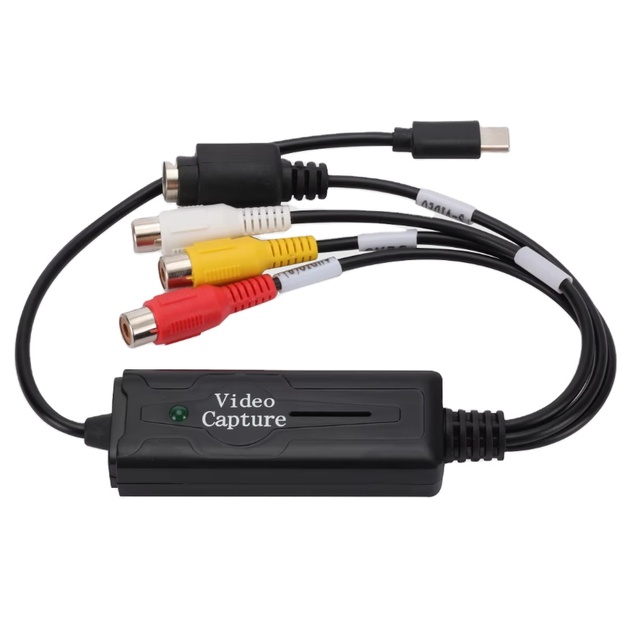 1 Channel AV NTSC PAL RCA AV to USB C Converter Video Capture Card Adapter for Mobile Phone/PC