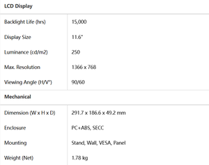แท็บเล็ตอุตสาหกรรม MT-Advantech PPC-112W-PK92AA ขนาด 11.6 นิ้ว หน้าจอสัมผัสแบบ Pcap ระบบปฏิบัติการ Rockchip RK3399 Android IoT Terminal ของแท้พร้อมส่ง - Product Image 4