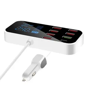 8 port USB cep telefonu şarj 12-24V LED ekran ile araç şarj istasyonu Hub adaptörü evrensel cep Tablet telefon için