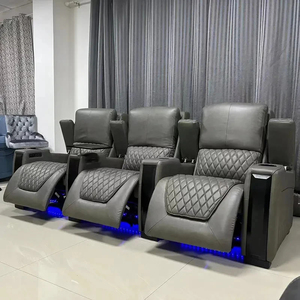 Fauteuil inclinable intelligent 4 places en cuir noir et rouge avec éclairage LED et rangement, mobilier de salon AI 3 - Product Image 4