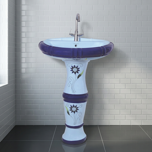 Coronis Gold Color Art Design Ceramic Wash Basin with <b>Full</b> Pedestal Bathroom Sanitary Ware - Product Image 2