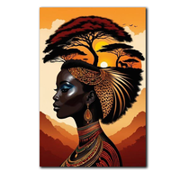 Peintures murales en verre diamantées encadrées 5D, motif arbre noir et coucher de soleil, style africain-américain, sur toile, prix de gros