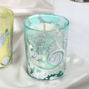 Bougie parfumée en verre gaufré de style chinois avec motif exquis coloré, idéale pour les hôtels, les mariages, les fêtes, bougie créative parfumée - Product Image 3
