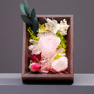 LANJO Marco de Micro Paisaje con Flor Preservada y Piedra Natural Tallada, Fósil de Concha, Adorno de Arte Mural DIY para el Hogar - Product Image 5