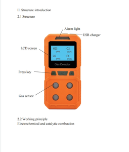 Analyseur de gaz LCD portable 4-en-1 à <span class=keywords><strong>prix</strong></span> d'usine, détecteur de gaz haute précision H2S <span class=keywords><strong>O2</strong></span> CO, multi-gaz explosif pour usage en laboratoire, garantie 1 an - Product Image 5