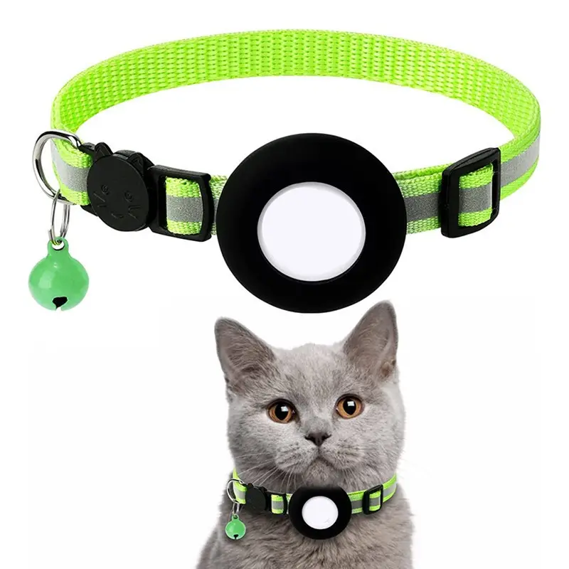 Hot airtag Collar para mascotas Collar reflectante Collar para gatos con campana