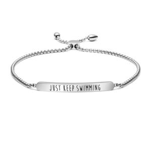 Joycuff-joyería minimalista Unisex, brazalete <span class=keywords><strong>de</strong></span> plata con letras grabadas ajustables - Product Image 2