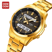 VVS Luxus Quarzuhr Herren Digital Sport Chronograph Dualzeit 3ATM Wasserdicht Edelstahl Armbanduhr OEM Logo nach Kundenwunsch Gü