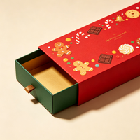 Boîte d'emballage en papier en stock, boîte cadeau de Noël pliable en carton, vente en gros, plusieurs tailles pour la vente au détail