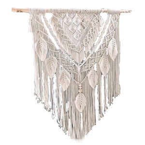 Bonne Qualité Chaude Plume Personnalisé Beauté Coton Grande En <span class=keywords><strong>Macramé</strong></span> Fait Main Motifs Décoration Murale Suspendue - Product Image 1