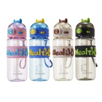 Bouteille d'eau en plastique anti-fuite de 600 ml pour enfants avec motif cheval et bande anti-chaleur