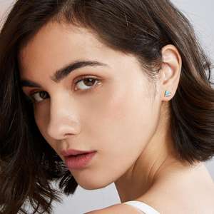 CZCITY <span class=keywords><strong>Orecchini</strong></span> a Perno in <span class=keywords><strong>Argento</strong></span> Sterling 925, Design Triangolare alla Moda, Vintage Minimalista con Turchese per Donne - Product Image 4