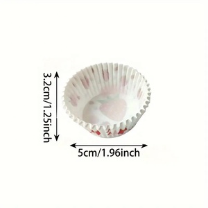 100 unids/caja de tazas para hornear con patrón de fresa, revestimientos de papel grandes a prueba de grasa para pastel de terciopelo de nieve, magdalenas, magdalenas - Product Image 6