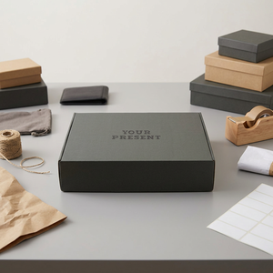 Boîtes <span class=keywords><strong>d</strong></span>'expédition en carton ondulé noir mat personnalisées petite enveloppe postale avec logo en relief pour les produits électroniques 3C - Product Image 1