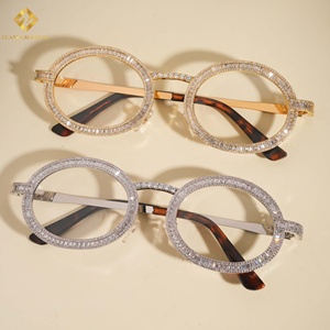 Lunettes de soleil Moissanite ovales à monture intégrale en argent 925, style Hip Hop unisexe pour adulte, verres transparents, bijoux raffinés - Product Image 3