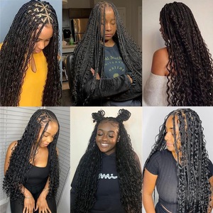 Anna 100% cabello humano rizado trenzado Locs rastas <span class=keywords><strong>con</strong></span> extensiones de Locs hechas a mano completas rizadas <span class=keywords><strong>con</strong></span> muchos colores disponibles - Product Image 6