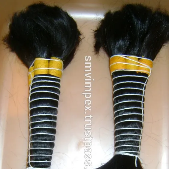 Raw black 100% Indian remy human hair bulk silky straight hair