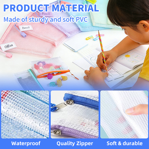 Wholesale Size A4 Colorful 30pcs PVC Mesh Zipper <strong>Document</strong> <strong>Pouches</strong> Transparent File Bag for Stationery and <strong>Travel</strong> Storage - Product Image 6