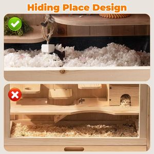 Çıkarılabilir Çatılı Panoramik Ahşap Hamster Villası - Küçük Hayvan Taşıyıcısı, Nefes Alabilen Kafes - Product Image 6