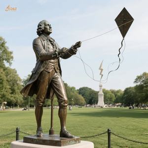 Большой ручной литой латунный змей для привлечения молнии в натуральную величину, знаменитая Бронзовая статуя Бенджамина Франклина для парковой площади - Product Image 2