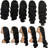 Perruques en cheveux humains 10A Lace Front 13x4, ondulées soyeuses, 18 20 22 24 26 28 30 32 pouces, noir naturel, perruques complètes