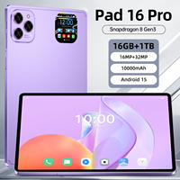 Tablet Pad 16 Pro 11-Inci 16GB+1TB 108MP 8000mAh 5G Wi-Fi Dual SIM+TF AI Foto/Seni/Gambar Streaming GPS Navigator Bingkai Logam