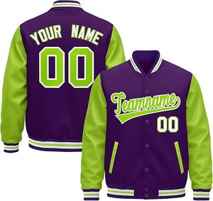 Custom Logo Purple Green Varsity <b>Jacket</b> <b>Men</b> Streetwear Patchwork Letterman <b>Jacket</b> Embroidery Team Uniform College Bomber <b>Jacket</b> - Product Image 1