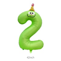 Ballon Chiffre Cartoon de 40 Pouces avec Chapeau d'Anniversaire et Design Smiley Face en Aluminium