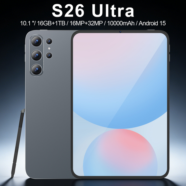 2026 New 16G+1TB S26 5G Dual SIM Octa Core Tablet PC Fast Big Screen Android 15 Entertainment Global CDMA LTE