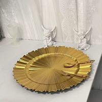 Grand plat à fruits profond en plastique doré brillant, transparent, pour la décoration de mariages, hôtels et fêtes, avec finition par pulvérisation, pour le commerce extérieur