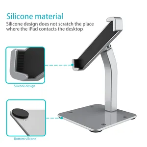 Tablet Mount Anti Theft Aluminium Alloy Desk Tablet Stand With Lock For 9-14" Tablet PC Silver OEM Desktop Stand